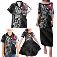 Hawaii King Flag Family Matching Puletasi and Hawaiian Shirt Hawaiian Maile Lei LT05 - Polynesian Pride