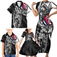 Hawaii King Flag Family Matching Short Sleeve Bodycon Dress and Hawaiian Shirt Hawaiian Maile Lei LT05 - Polynesian Pride