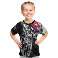 Hawaii King Flag Kid T Shirt Hawaiian Maile Lei LT05 Black - Polynesian Pride