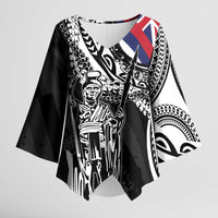 Hawaii King Flag Kimono Sleeve Blouse Hawaiian Maile Lei - Polynesian Pride