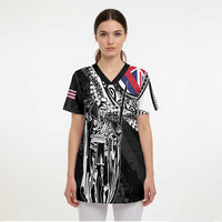 Hawaii King Flag Scrub Top Hawaiian Maile Lei - Polynesian Pride