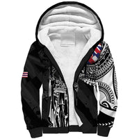 Hawaii King Flag Sherpa Hoodie Hawaiian Maile Lei - Polynesian Pride
