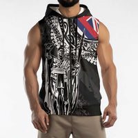 Hawaii King Flag Sleeveless Zip Hoodie Hawaiian Maile Lei - Polynesian Pride