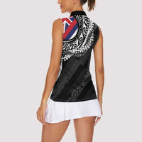 Hawaii King Flag Women Sleeveless Polo Shirt Hawaiian Maile Lei - Polynesian Pride