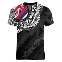 Hawaii King Flag Women V-Neck T-Shirt Hawaiian Maile Lei - Polynesian Pride