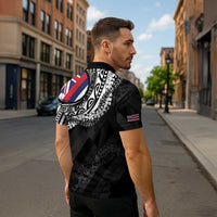 Hawaii King Flag Zipper Polo Shirt Hawaiian Maile Lei - Polynesian Pride