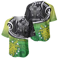 Custom New Zealand Cook Islands Baseball Jersey Maori Tiki With Circle Stars Turtle - Polynesian Pride