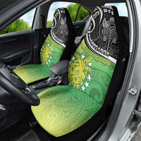 New Zealand Cook Islands Car Seat Cover Maori Tiki With Circle Stars Turtle - Polynesian Pride