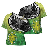 Custom New Zealand Cook Islands Cross Shoulder Shirt Maori Tiki With Circle Stars Turtle - Polynesian Pride