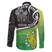 Custom New Zealand Cook Islands Family Matching Off The Shoulder Long Sleeve Dress and Hawaiian Shirt Maori Tiki With Circle Stars Turtle - Polynesian Pride