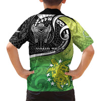 Personalised New Zealand Cook Islands Family Matching Puletasi and Hawaiian Shirt Maori Tiki With Circle Stars Turtle LT05 - Polynesian Pride