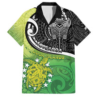 Personalised New Zealand Cook Islands Family Matching Puletasi and Hawaiian Shirt Maori Tiki With Circle Stars Turtle LT05 Dad's Shirt - Short Sleeve Multicolor - Polynesian Pride