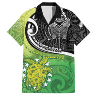 Personalised New Zealand Cook Islands Family Matching Short Sleeve Bodycon Dress and Hawaiian Shirt Maori Tiki With Circle Stars Turtle LT05 Dad's Shirt - Short Sleeve Multicolor - Polynesian Pride