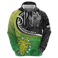 Custom New Zealand Cook Islands Hoodie Maori Tiki With Circle Stars Turtle - Polynesian Pride