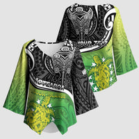 Custom New Zealand Cook Islands Kimono Sleeve Blouse Maori Tiki With Circle Stars Turtle - Polynesian Pride