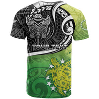 Personalised New Zealand Cook Islands T Shirt Maori Tiki With Circle Stars Turtle LT05 - Polynesian Pride
