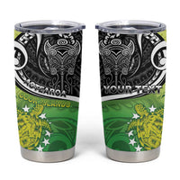 Custom New Zealand Cook Islands Tumbler Cup Maori Tiki With Circle Stars Turtle - Polynesian Pride
