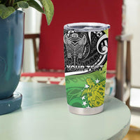 Custom New Zealand Cook Islands Tumbler Cup Maori Tiki With Circle Stars Turtle - Polynesian Pride
