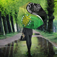 New Zealand Cook Islands Umbrella Maori Tiki With Circle Stars Turtle - Polynesian Pride