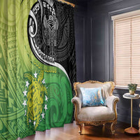 New Zealand Cook Islands Window Curtain Maori Tiki With Circle Stars Turtle - Polynesian Pride