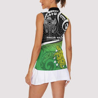 Custom New Zealand Cook Islands Women Sleeveless Polo Shirt Maori Tiki With Circle Stars Turtle - Polynesian Pride