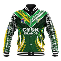 Custom Cook Islands Rugby Baseball Jacket Unique Style Green Version - Polynesian Pride