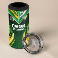 Custom Cook Islands Rugby 4 in 1 Can Cooler Tumbler Unique Style Green Version - Polynesian Pride