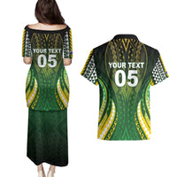 Custom Cook Islands Rugby Couples Matching Puletasi and Hawaiian Shirt Unique Style Green Version - Polynesian Pride