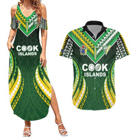 Custom Cook Islands Rugby Couples Matching Summer Maxi Dress and Hawaiian Shirt Unique Style Green Version - Polynesian Pride