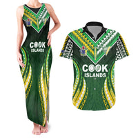Custom Cook Islands Rugby Couples Matching Tank Maxi Dress and Hawaiian Shirt Unique Style Green Version - Polynesian Pride