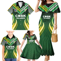 Custom Cook Islands Rugby Family Matching Mermaid Dress and Hawaiian Shirt Unique Style Green Version LT05 - Polynesian Pride