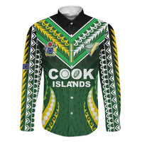 Custom Cook Islands Rugby Family Matching Off Shoulder Maxi Dress and Hawaiian Shirt Unique Style Green Version LT05 Dad's Shirt - Long Sleeve Green - Polynesian Pride