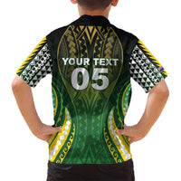Custom Cook Islands Rugby Family Matching Off Shoulder Short Dress and Hawaiian Shirt Unique Style Green Version - Polynesian Pride