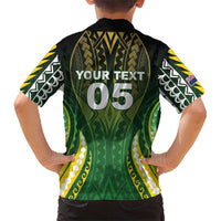 Custom Cook Islands Rugby Family Matching Off Shoulder Short Dress and Hawaiian Shirt Unique Style Green Version LT05 - Polynesian Pride
