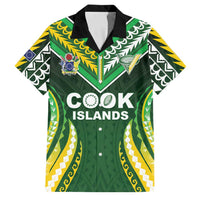 Custom Cook Islands Rugby Family Matching Off Shoulder Short Dress and Hawaiian Shirt Unique Style Green Version LT05 Dad's Shirt - Short Sleeve Green - Polynesian Pride