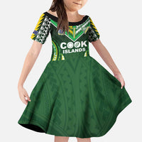 Custom Cook Islands Rugby Family Matching Puletasi and Hawaiian Shirt Unique Style Green Version LT05 Daughter's Dress Green - Polynesian Pride