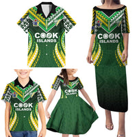 Custom Cook Islands Rugby Family Matching Puletasi and Hawaiian Shirt Unique Style Green Version LT05 - Polynesian Pride