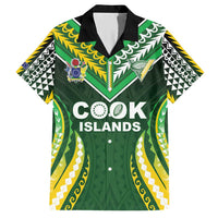 Custom Cook Islands Rugby Family Matching Short Sleeve Bodycon Dress and Hawaiian Shirt Unique Style Green Version - Polynesian Pride