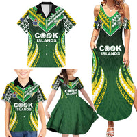 Custom Cook Islands Rugby Family Matching Summer Maxi Dress and Hawaiian Shirt Unique Style Green Version LT05 - Polynesian Pride