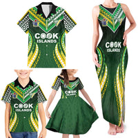 Custom Cook Islands Rugby Family Matching Tank Maxi Dress and Hawaiian Shirt Unique Style Green Version - Polynesian Pride