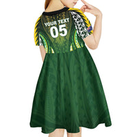 Custom Cook Islands Rugby Kid Short Sleeve Dress Unique Style Green Version - Polynesian Pride