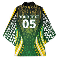 Custom Cook Islands Rugby Kimono Unique Style Green Version - Polynesian Pride