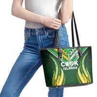 Cook Islands Rugby Leather Tote Bag Unique Style Green Version - Polynesian Pride