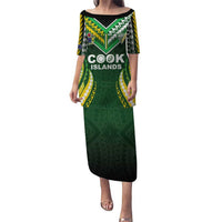 Custom Cook Islands Rugby Puletasi Unique Style Green Version - Polynesian Pride