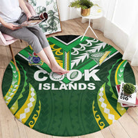 Cook Islands Rugby Round Carpet Unique Style Green Version - Polynesian Pride