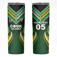 Custom Cook Islands Rugby Skinny Tumbler Unique Style Green Version - Polynesian Pride