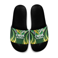 Cook Islands Rugby Slide Sandals Unique Style Green Version - Polynesian Pride