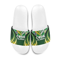 Cook Islands Rugby Slide Sandals Unique Style Green Version - Polynesian Pride