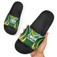 Cook Islands Rugby Slide Sandals Unique Style Green Version - Polynesian Pride