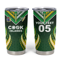 Custom Cook Islands Rugby Tumbler Cup Unique Style Green Version - Polynesian Pride
